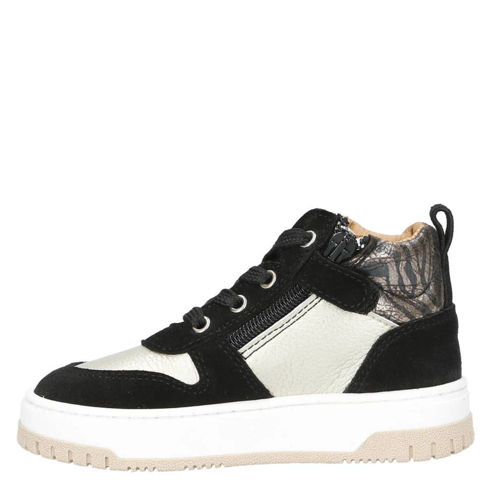 Develab leren sneakers zwart/beige