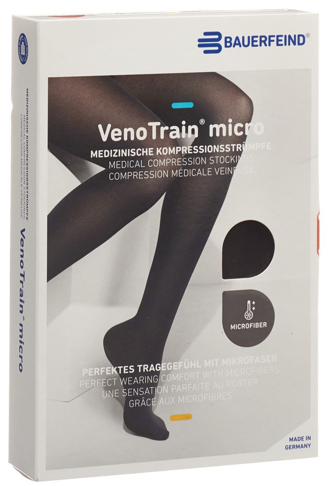 Bauerfeind VenoTrain Micro KKL2 AT<br>1 Stück, M, plus/short geschlossene Fussspitze schwarz