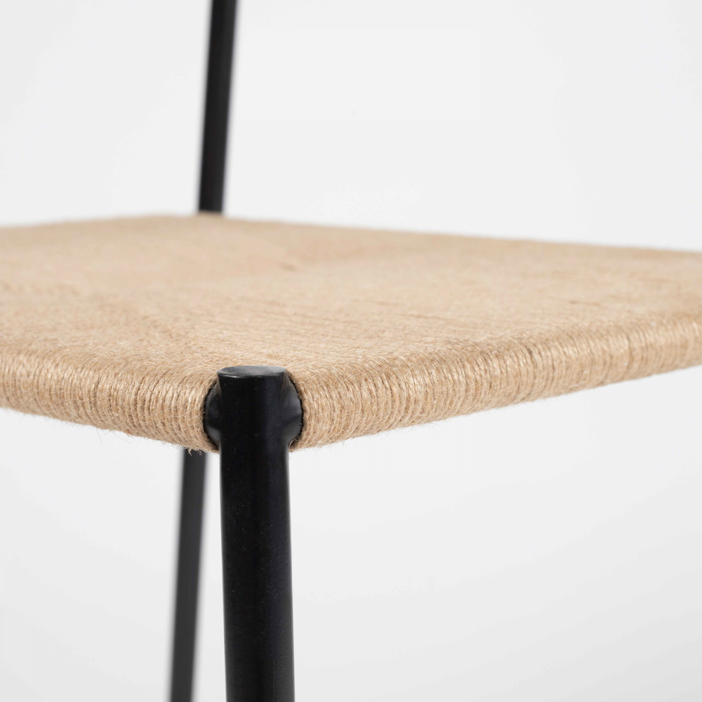 Lot de 6 chaises en sisal tressé et métal