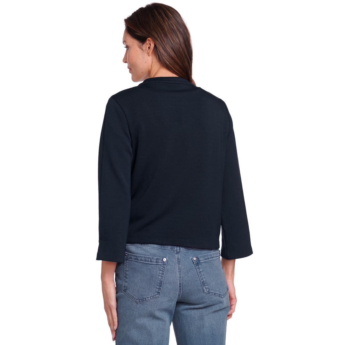 Gina Benott Damen Sweat-Blazer aus Modal-Mix dunkelblau
