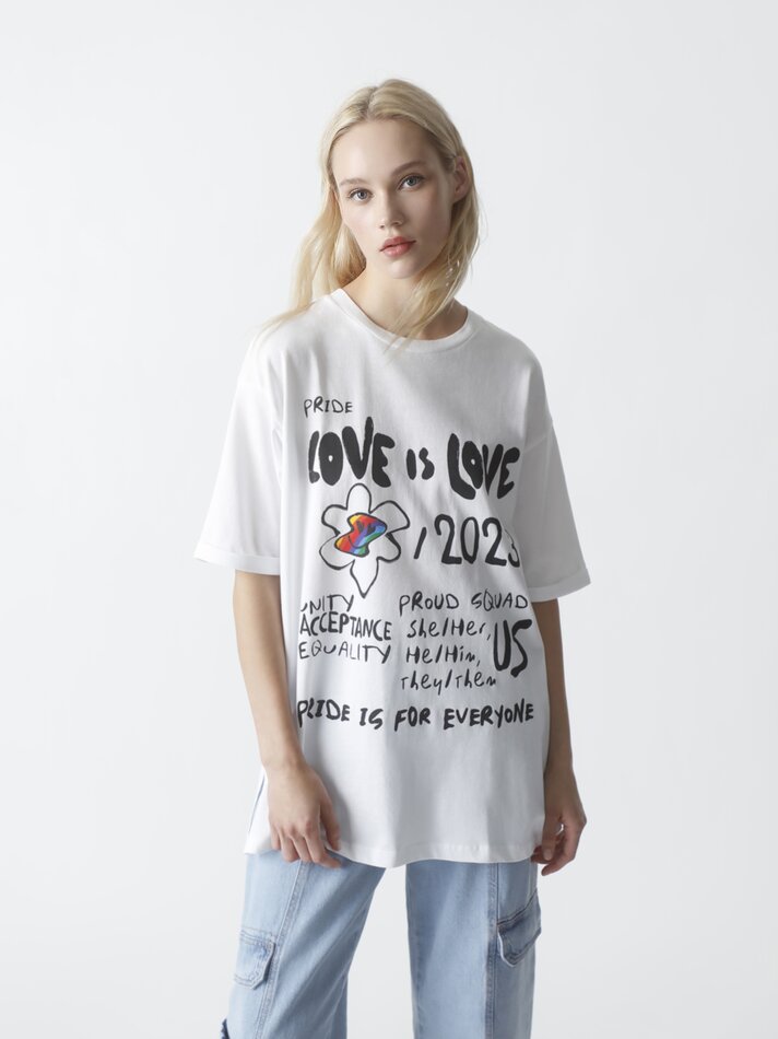 Camiseta de manga curta estampada - Branco Claro