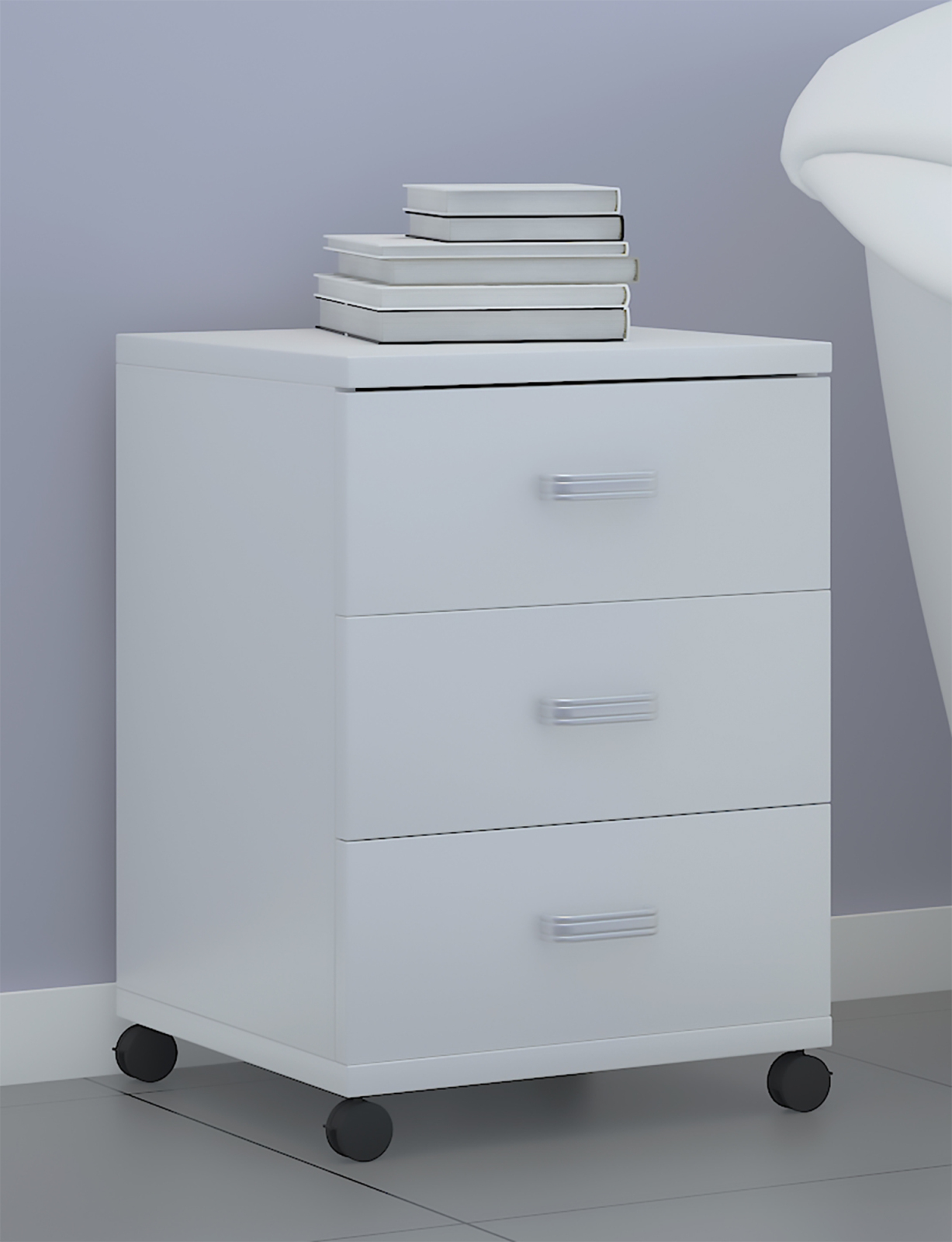 Rollcontainer TOBILA - weiß - 3 Schubladen - 45 cm