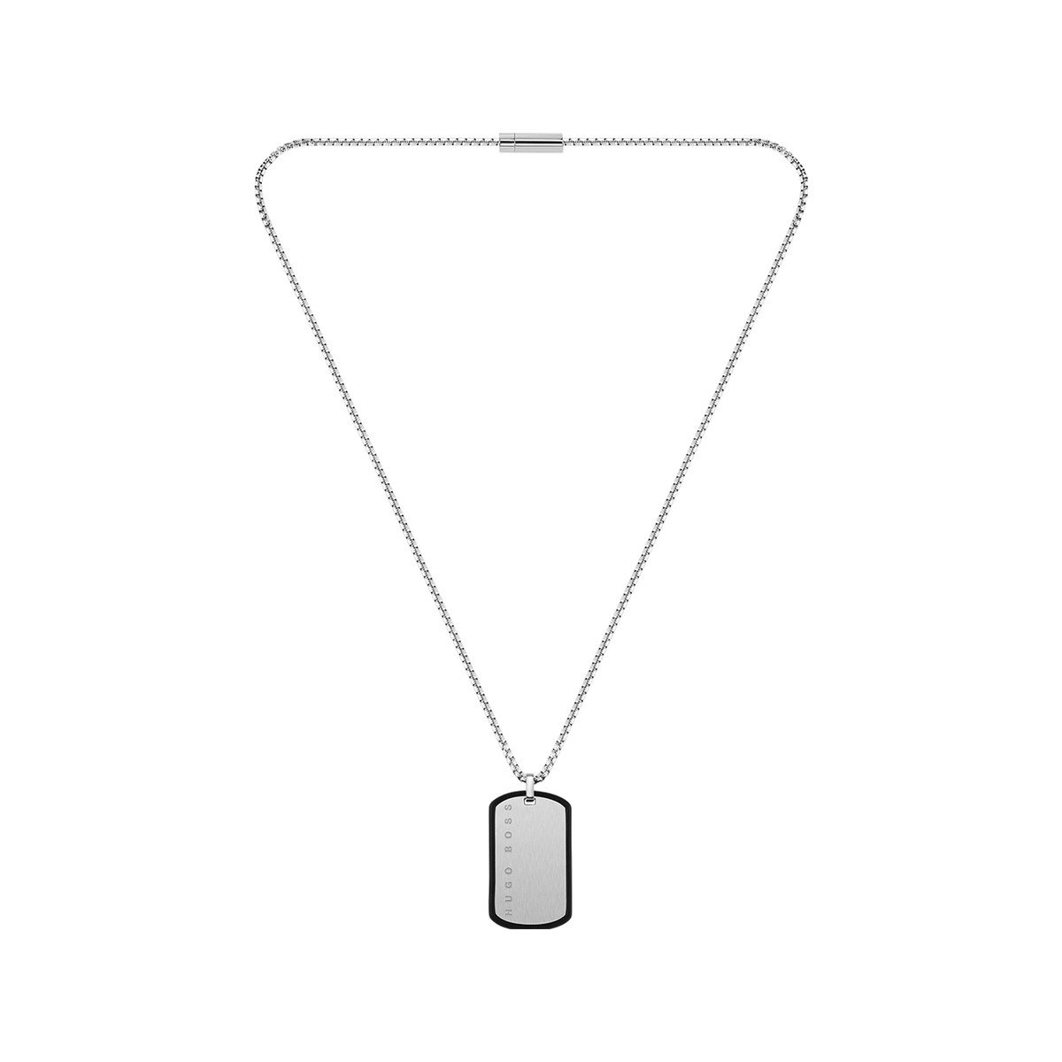 Collier homme Boss acier silicone noir 61 cm
