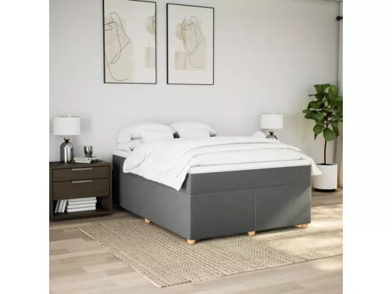 Sommier à lattes de lit avec matelas Gris foncé 160x200cm Tissu