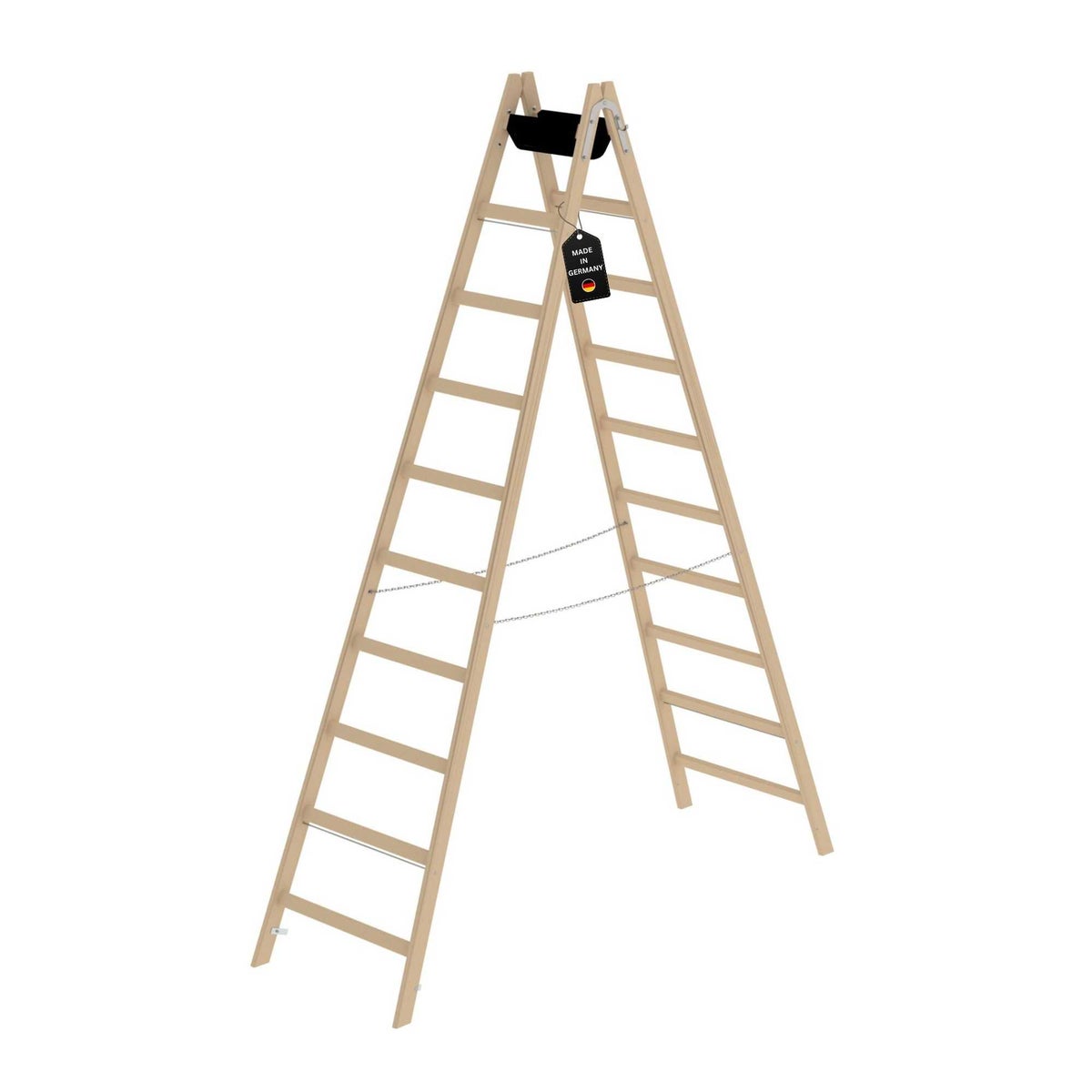 PROREGAL Houten Trapladder met 2 x 10 Sporten