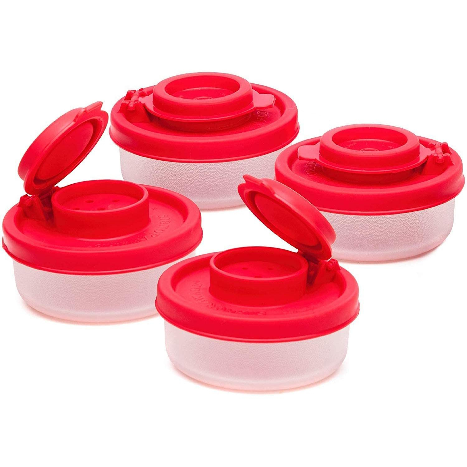 (4er Set) 38ml Camping Salz- und Pfefferstreuer Picknick Behälter Gewürz Spender - Rot