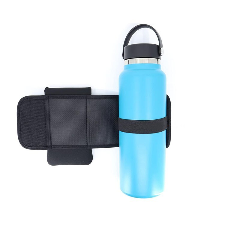 (18x11cm) 2in1 Magnetische Neopren Fitness Flaschen Halterung Trinkflaschen Organizer Smartphone Halter Tasche - Schwarz