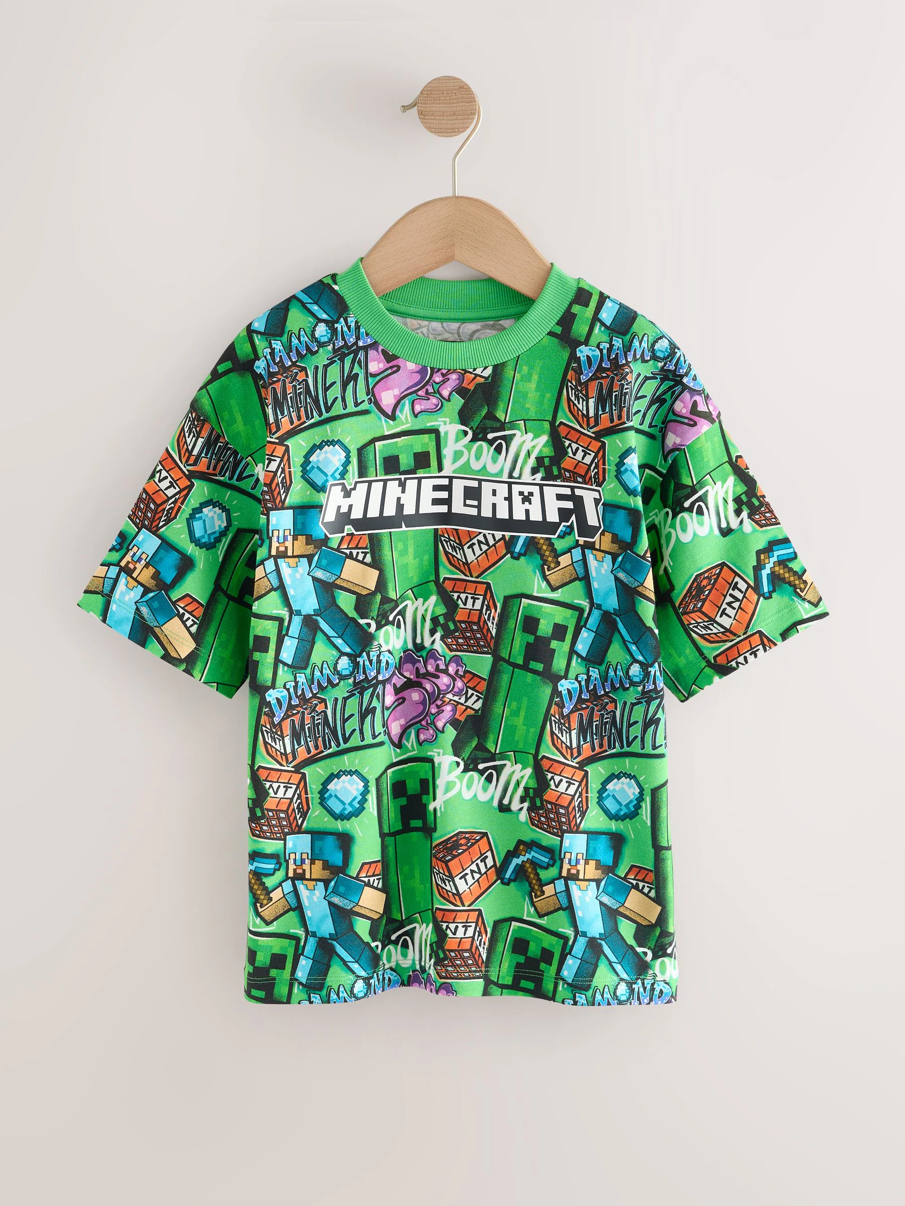 Groene all-over Print - Minecraft T-shirt (3-16jr)