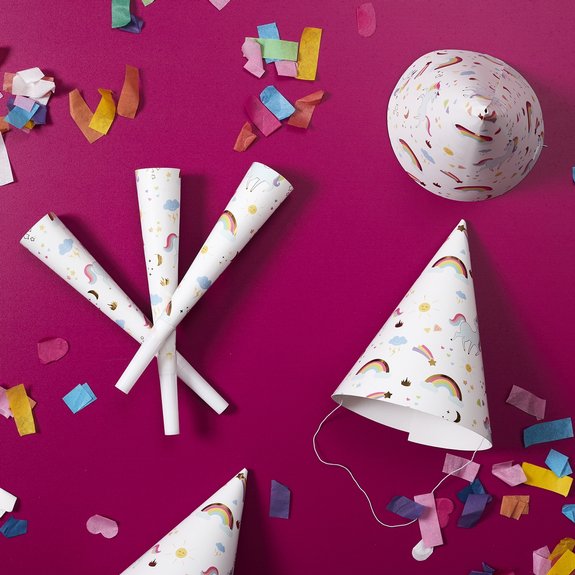 6 trompettes de fête Licorne