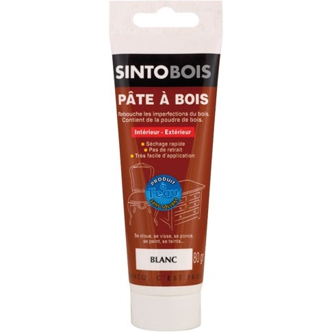 Pâte à bois - Rebouche imperfections - blanc - tube - 80 g