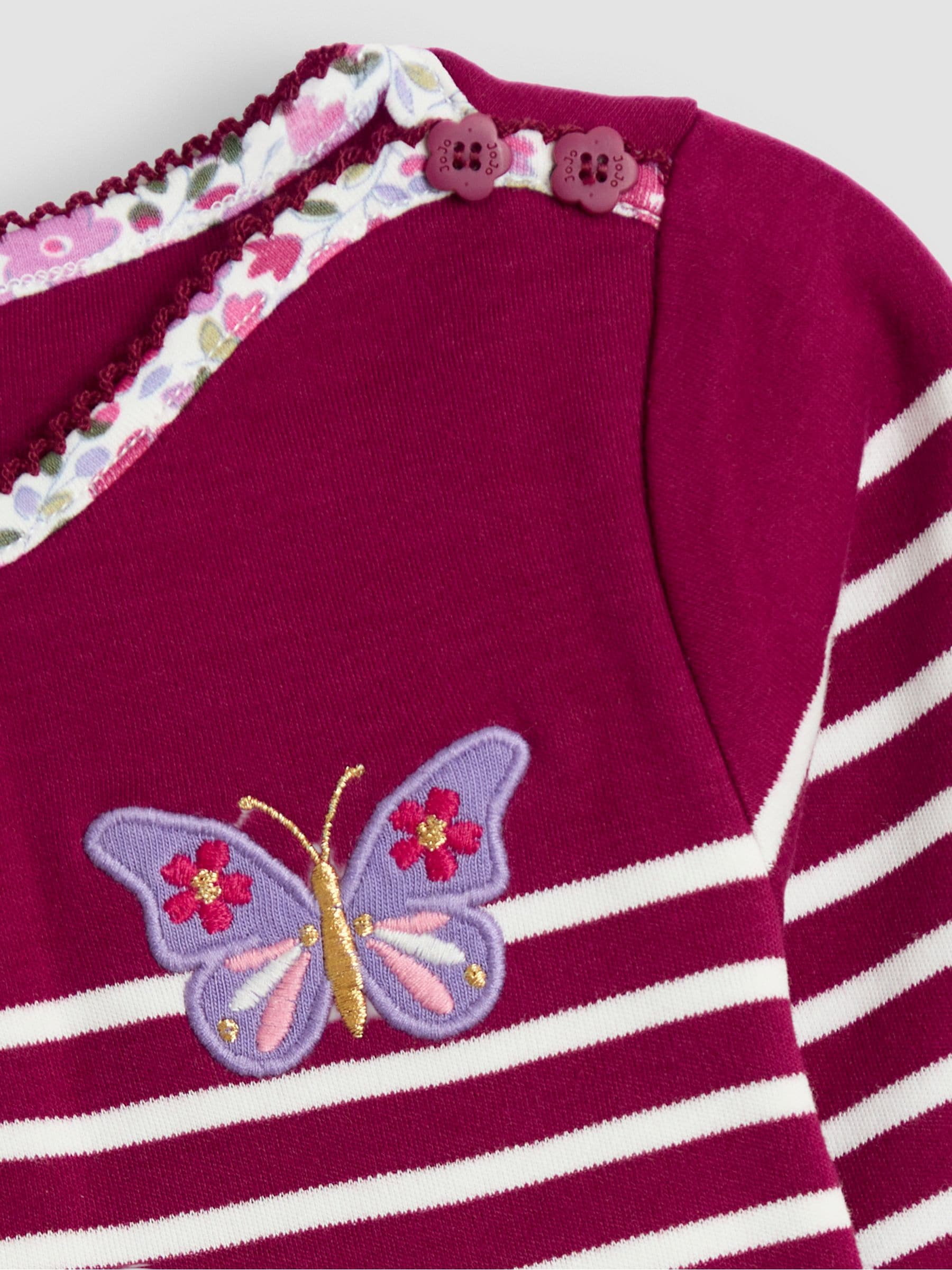 Burgundy Butterfly - JoJo Maman Bébé - Top met Bretonse streep