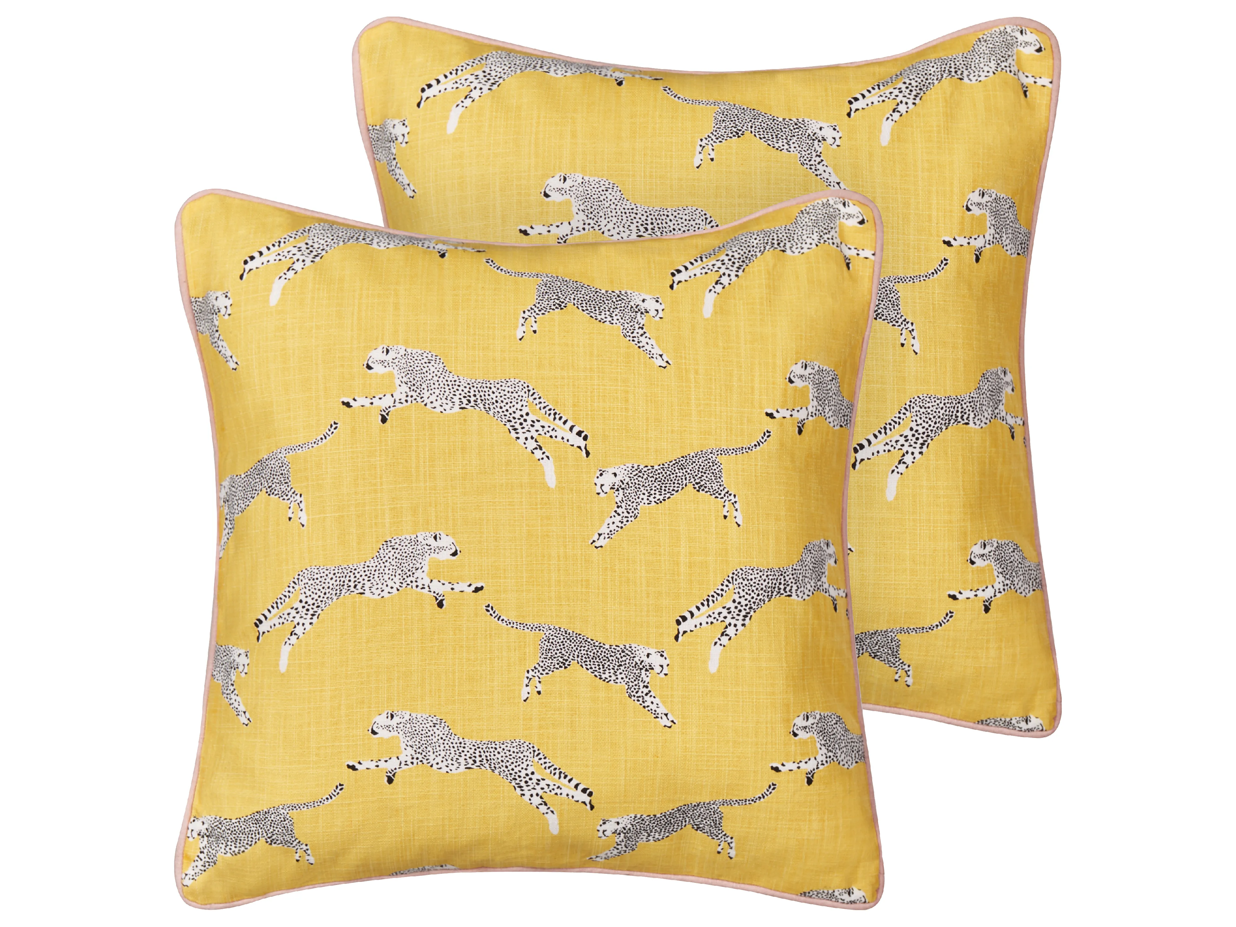 Set van 2 sierkussens ARALES Katoen 45 x 45 cm Geel dierenprint