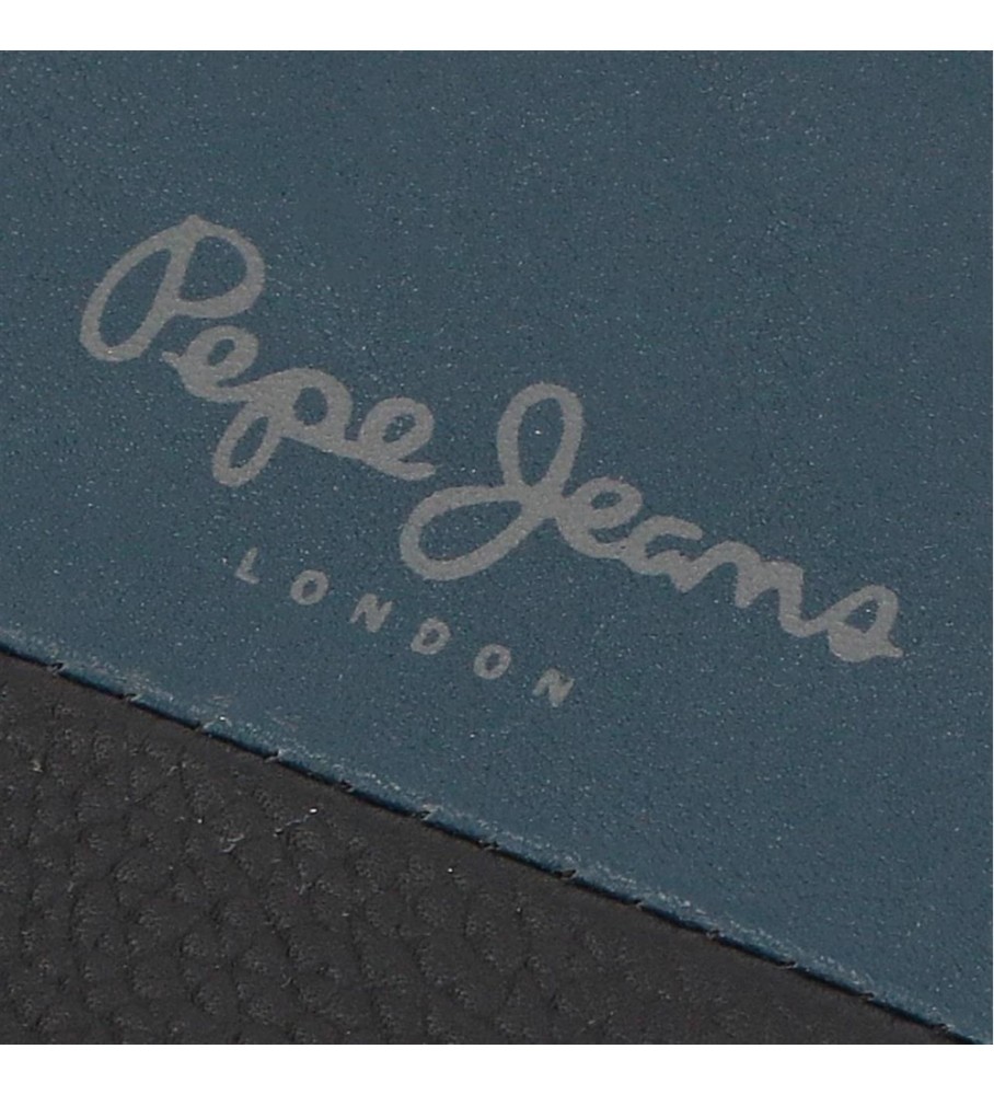 Carteira dupla de couro Pepe Jeans azul marinho