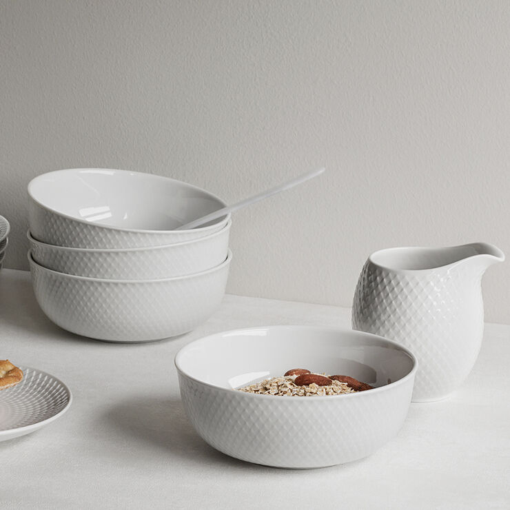 Lyngby Porcelæn Rhombe Skål Ø15. 5 cm hvid Hvid