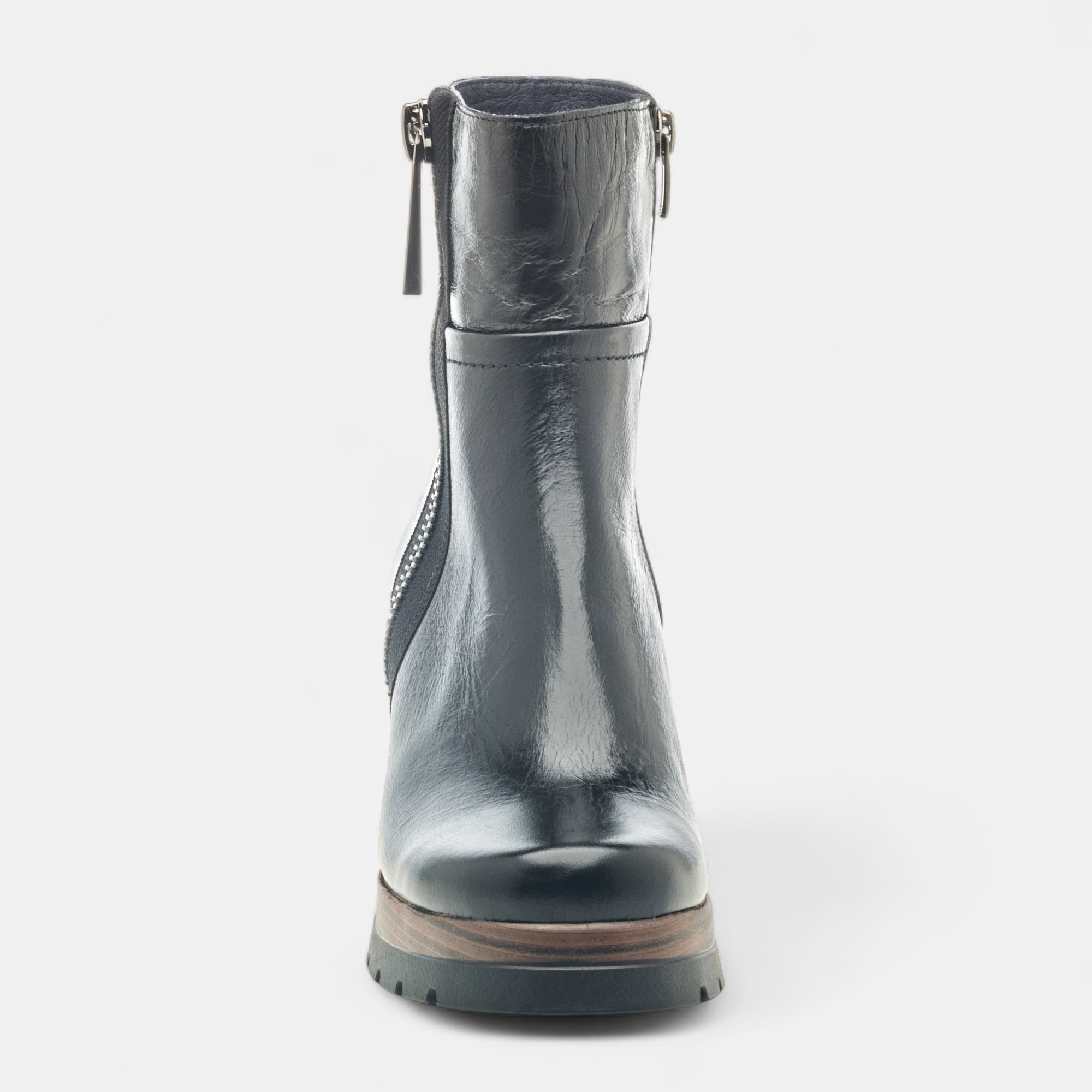 Boots à talon Femme en cuir noir