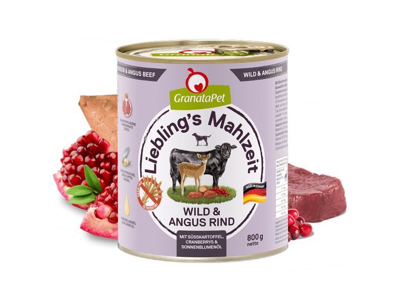 GranataPet Nassfutter Liebling's Mahlzeit Wild & Angus Rind Alleinfuttermittel für ausgewachsene Hunde