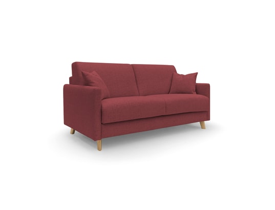 DIVANI.STORE - Canapé lit edgar en tissu imperméable rouge 2 places