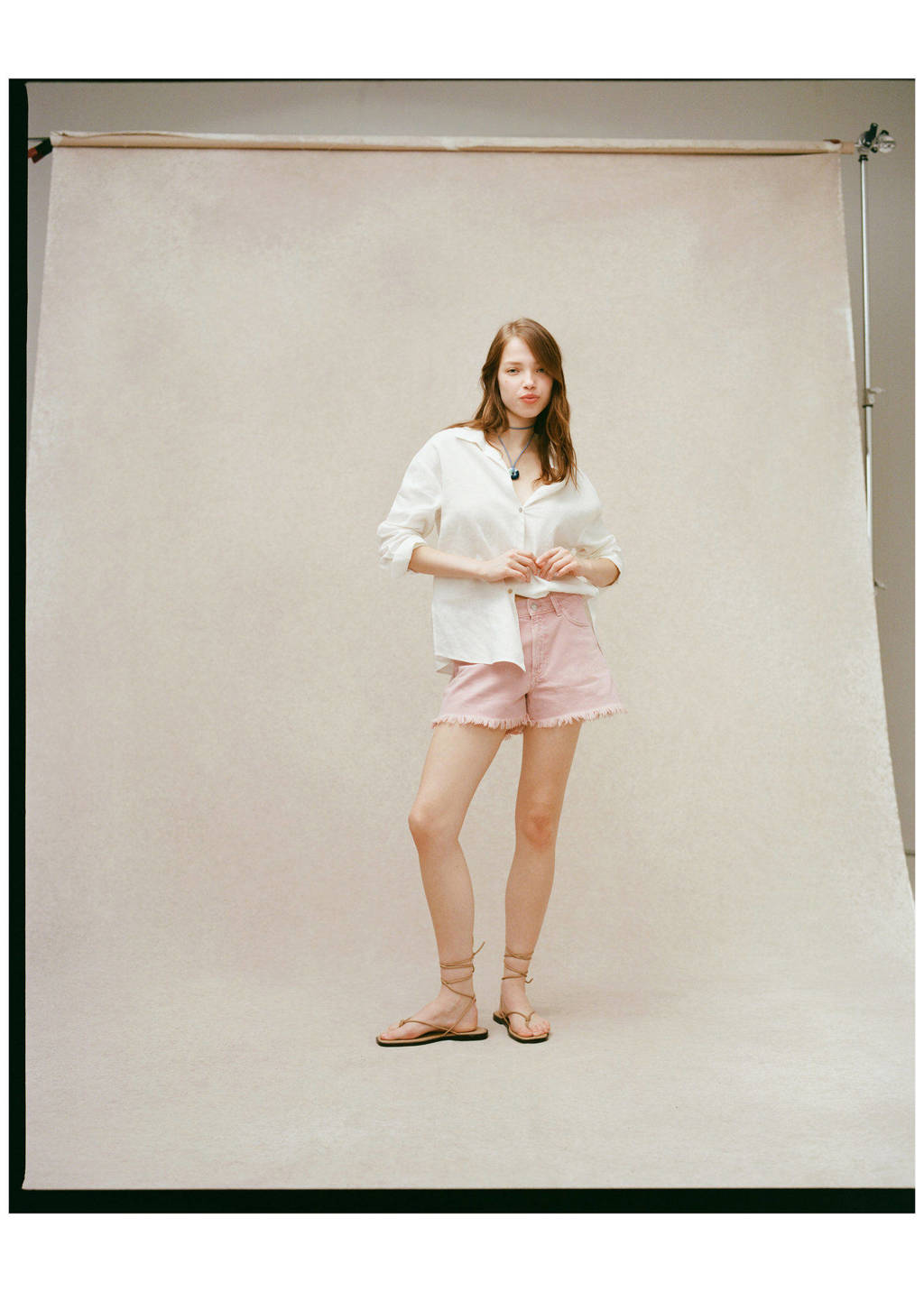 MANGO TEEN denim short lichtroze