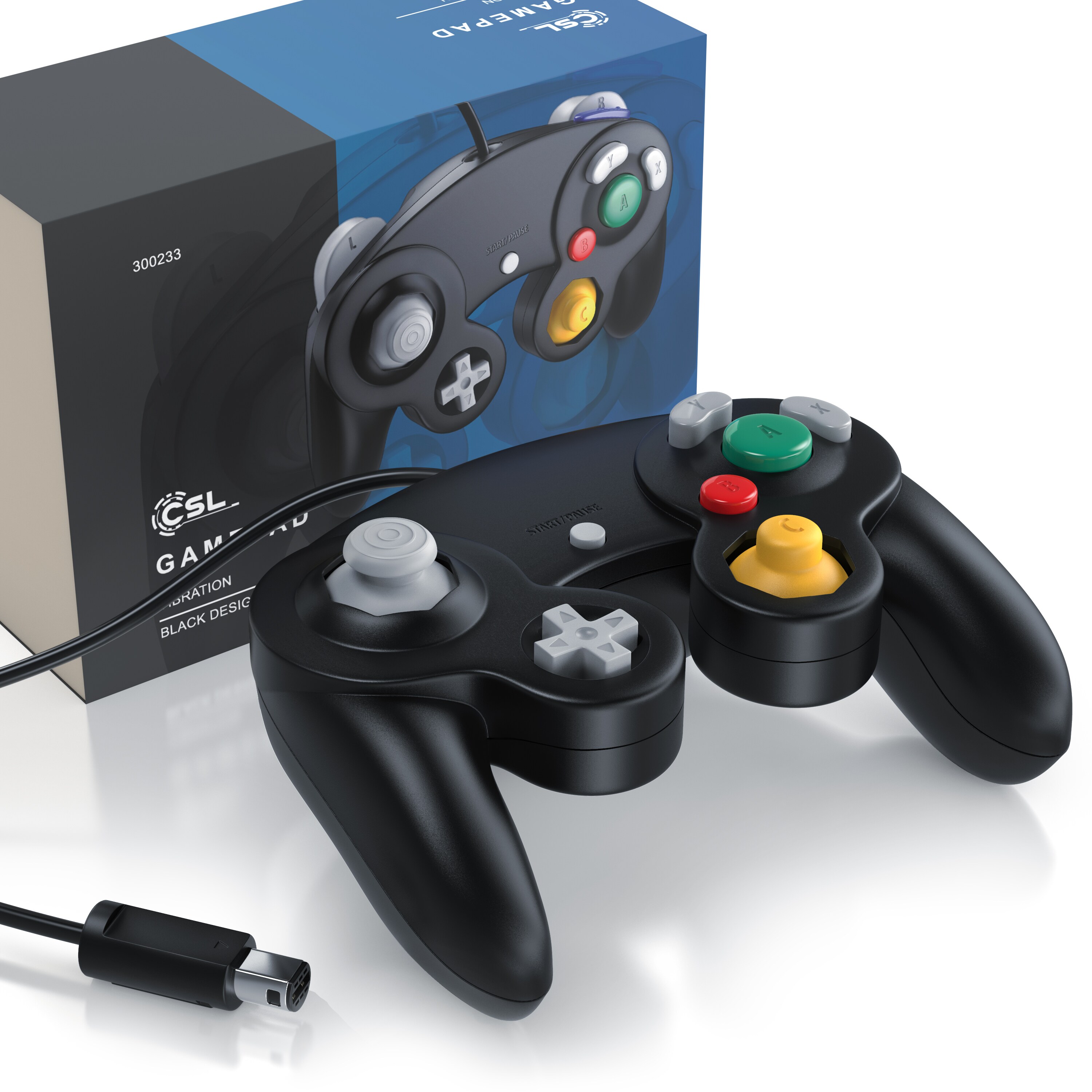 CSL 2x Nintendo-Controller, Gamepad für Nintendo GameCube / Wii Vibrationseffekte / ergonomisch