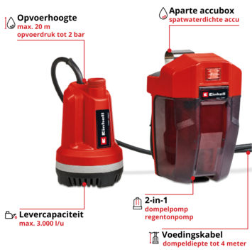 Einhell 18V regentonpomp GE-PP 18 RB Li Solo (zonder accu)
