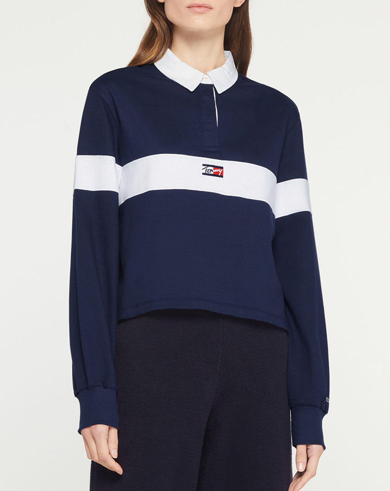 Tommy Jeans Polo Regular Crop Tiny Tommy bleu/blanc