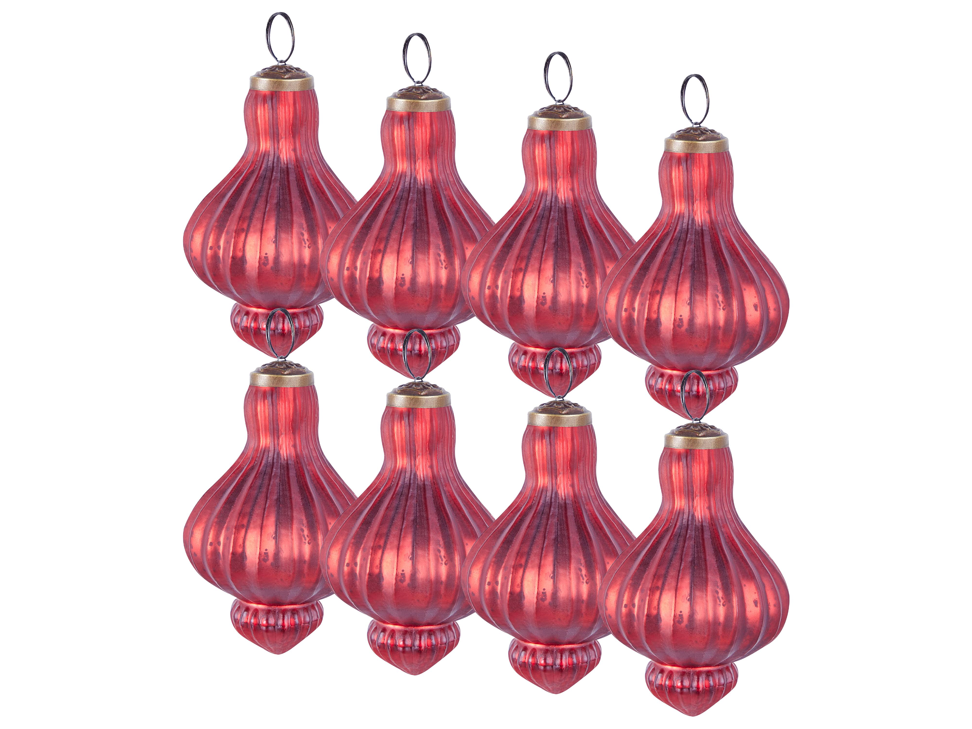 Set van 8 kerstballen BRILLANT Glas Rood