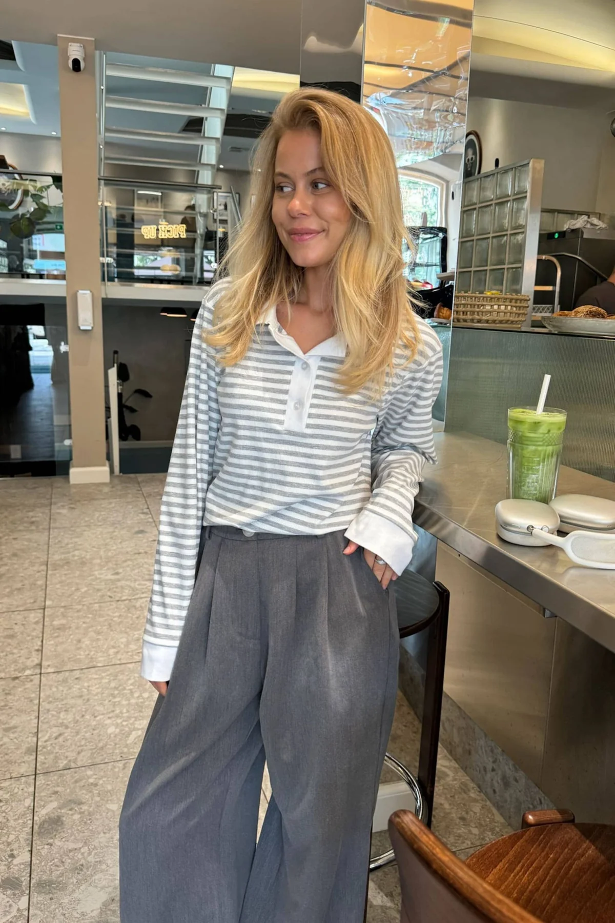 BYIC Carlyic Polo greys grey stripes