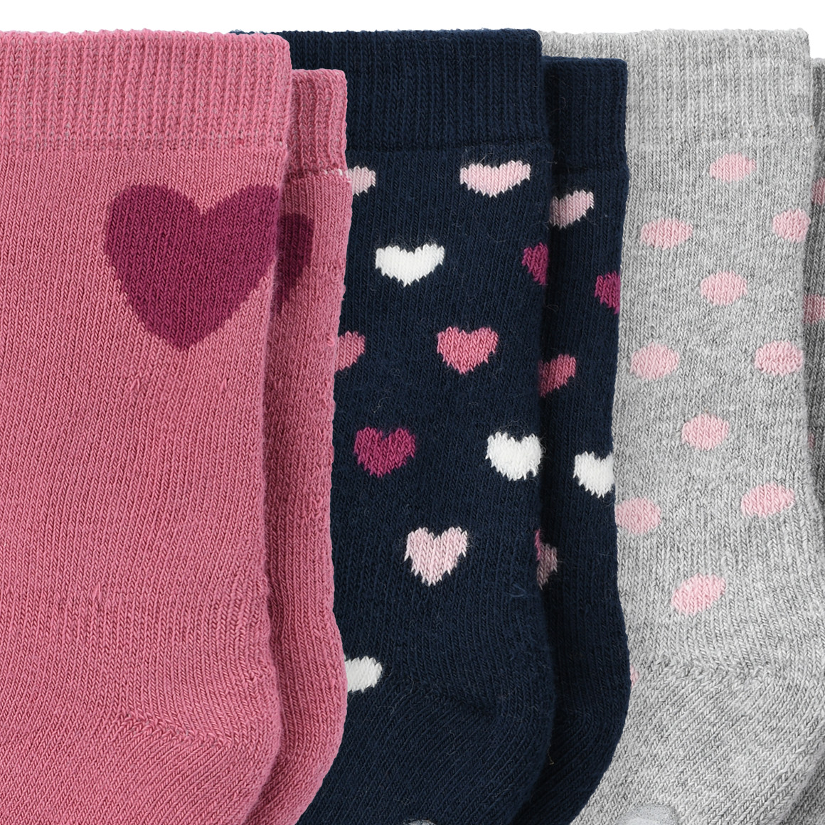Topomini 3 Paar Baby Stoppersocken im Set fuchsia / dunkelblau / hellgrau