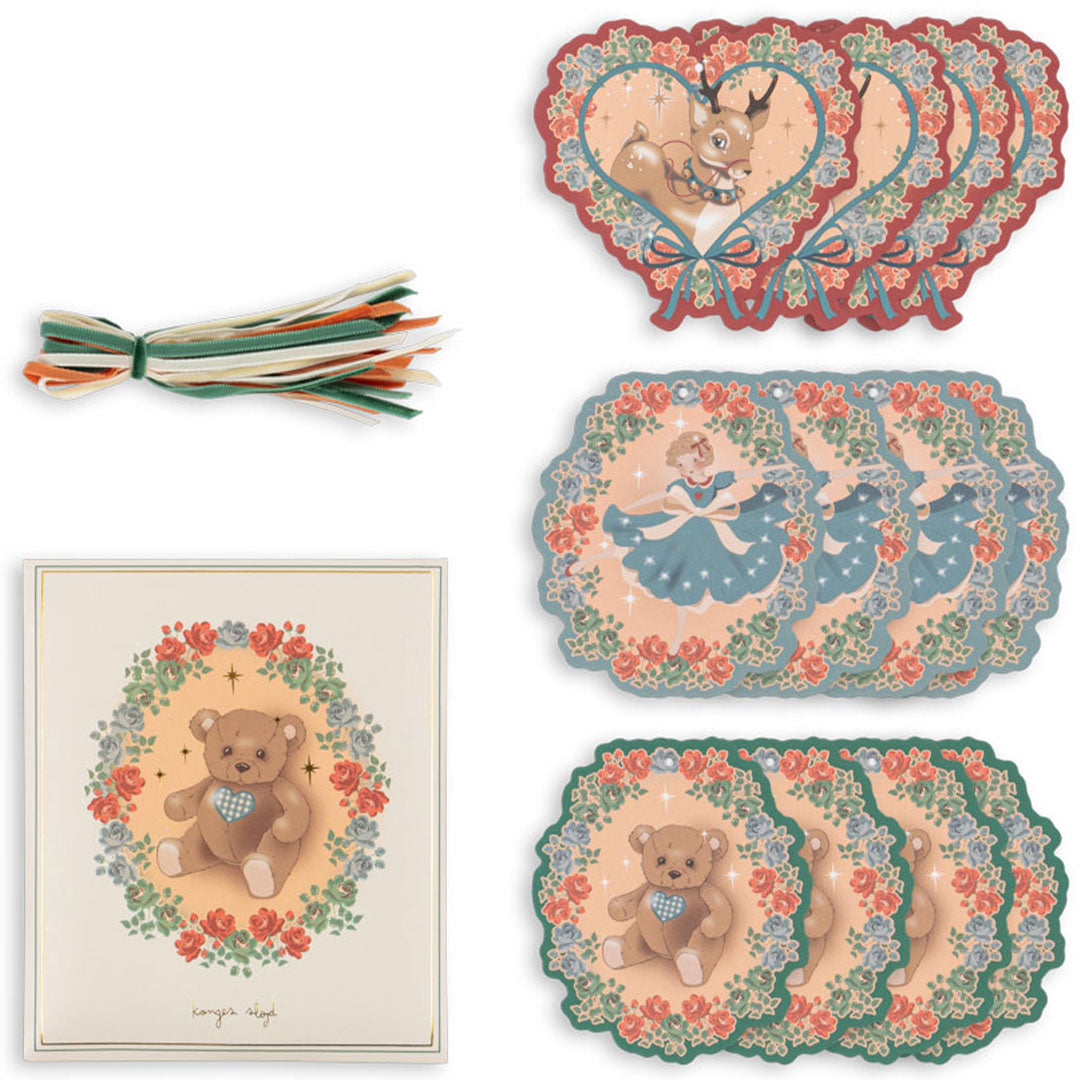konges sløjd cadeaulabels kerst - deer diary - teddy - 12st