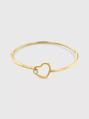 Pulseira banhada a ouro com coração e cristais