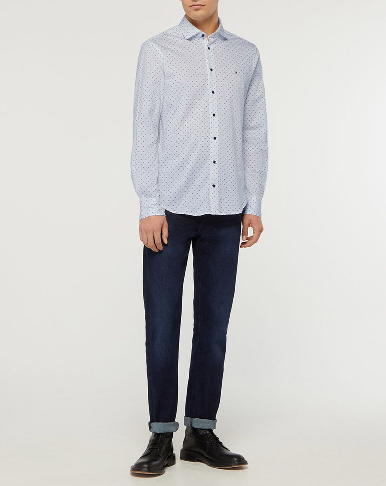 Tommy Hilfiger Chemise Slim Boat Jersey imprimée blanc/bleu