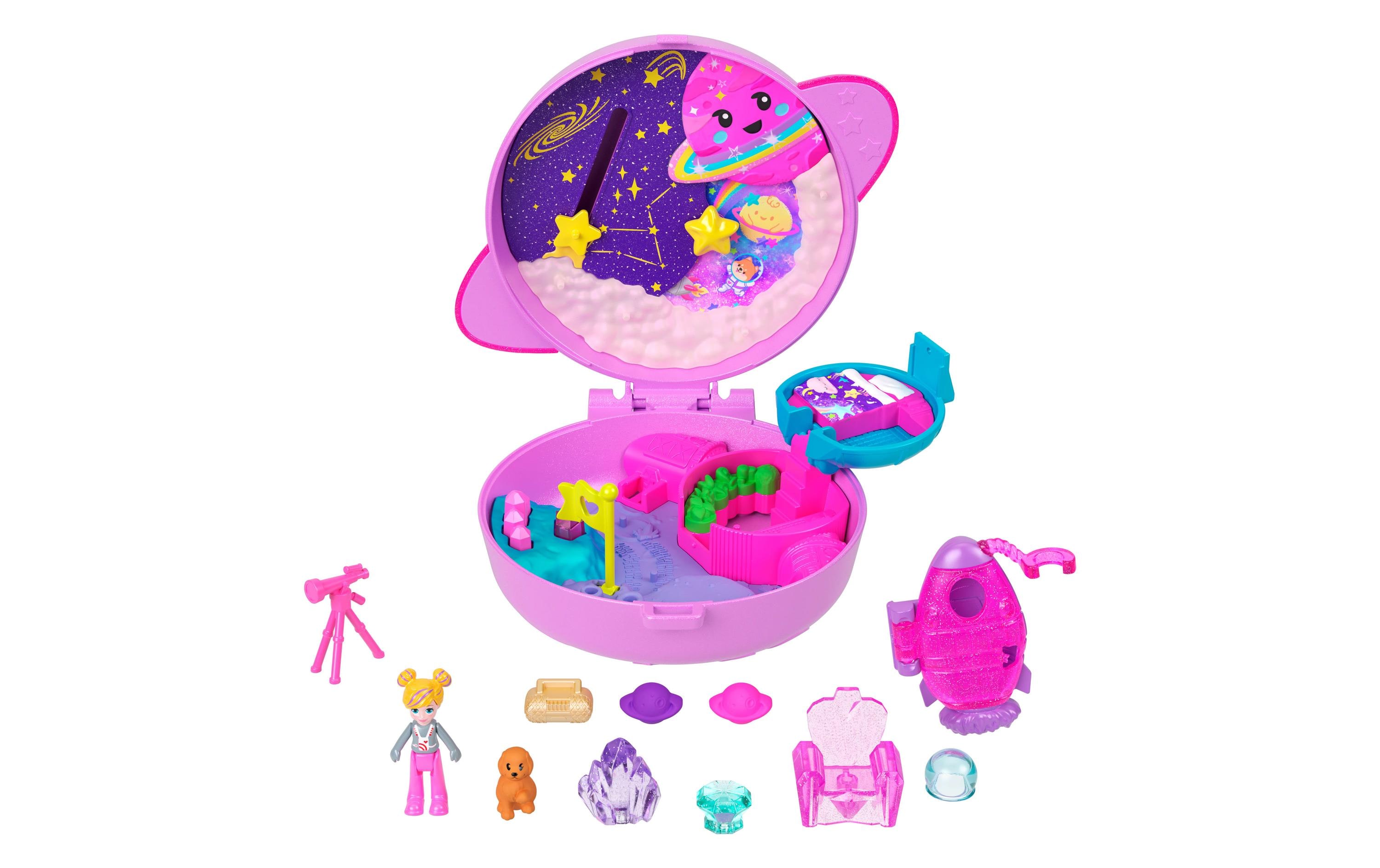 Spielset Babyplanet SchatulleSpielzeug-Set mit 1 Minipuppe und Hündchen, Reisespielzeug mit passendem Zubehör