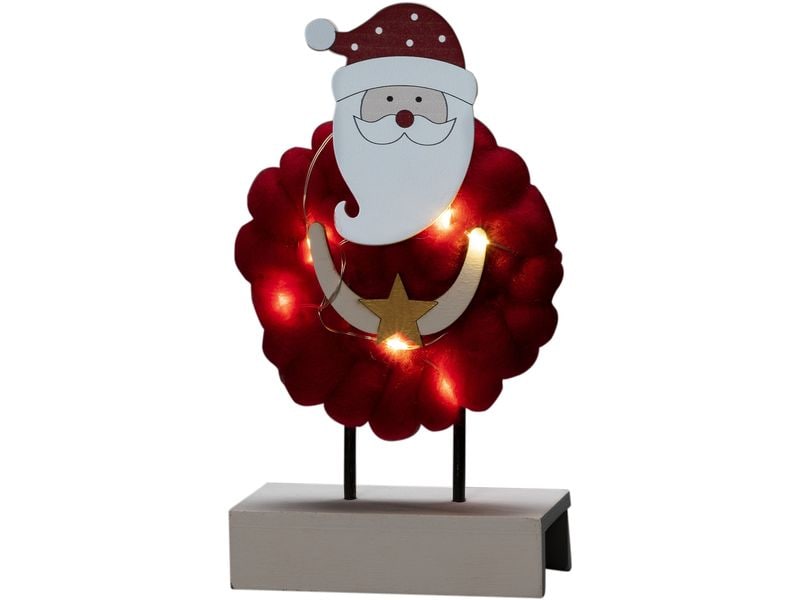 Konstsmide LED-Figur Santa, Holz & Baumwolle, 6 LED Tischdekoration