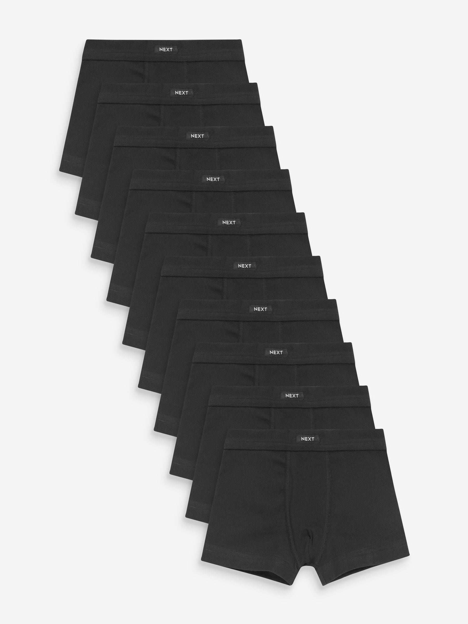 Zwart - Set van 10 boxershorts met zachte tailleband (2-16 jr)