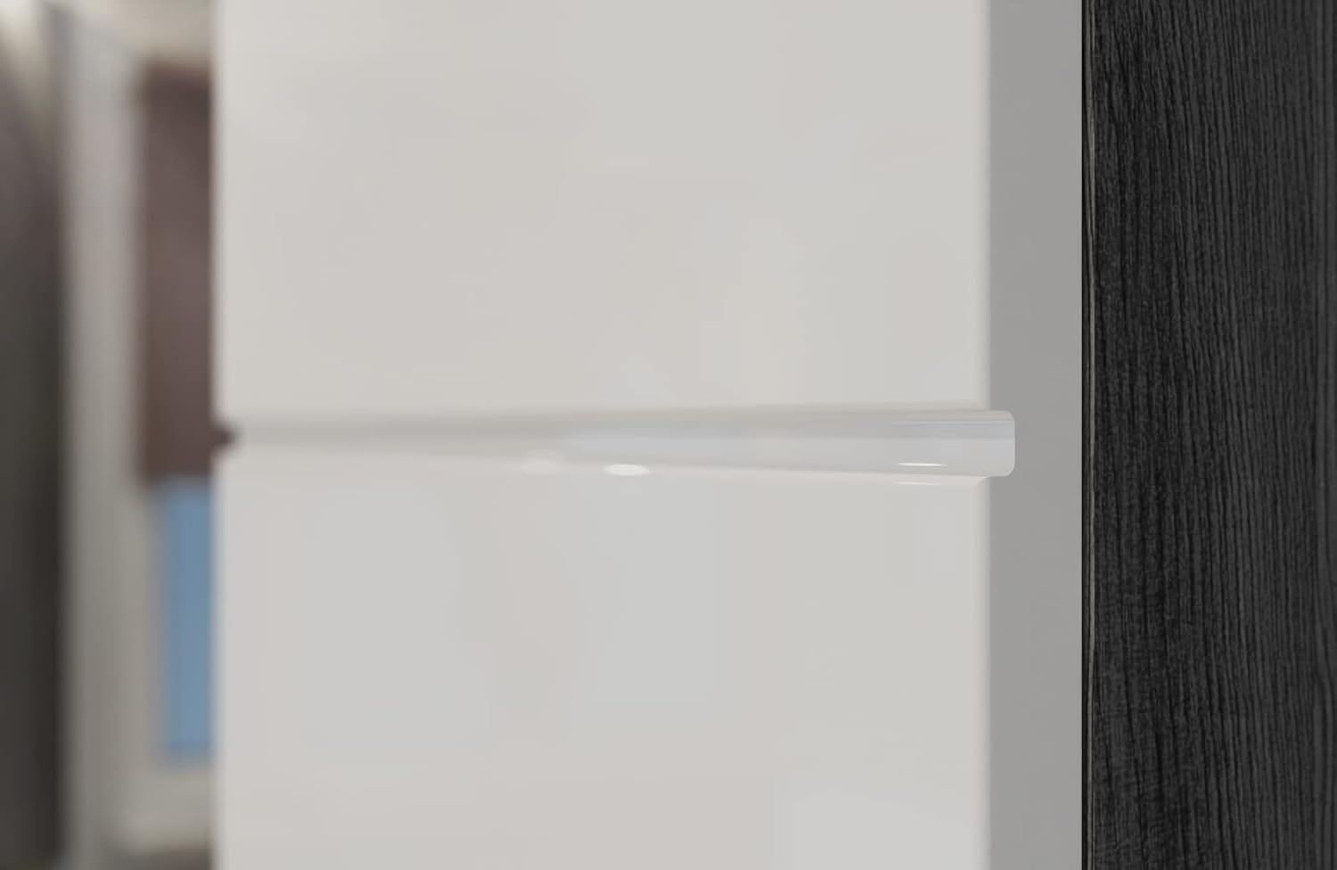 Badezimmer Midischrank weiß Hochglanz und Rauchsilber grau Badschrank Badmöbel 74 x 141 cm Shawn
