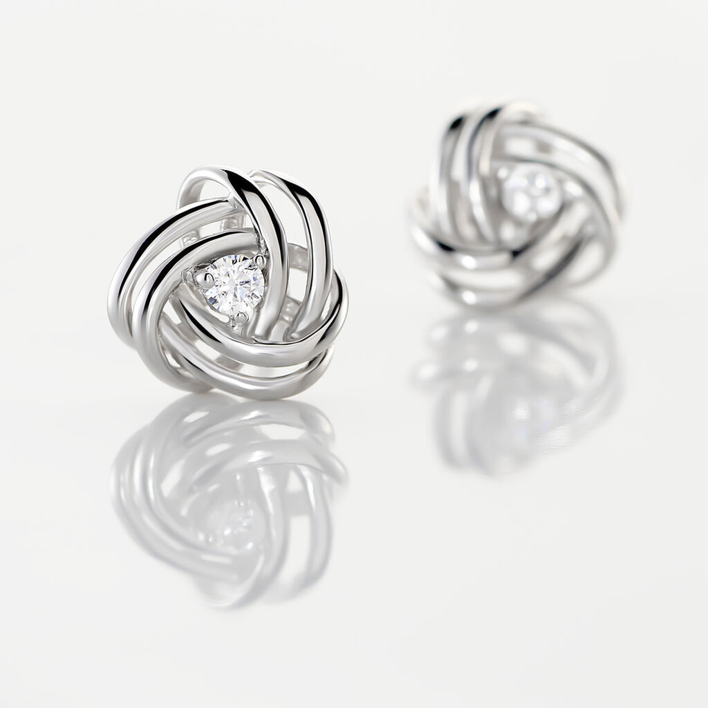 Boucles D'oreilles Puces Bouton D'or Argent Blanc Oxyde De Zirconium