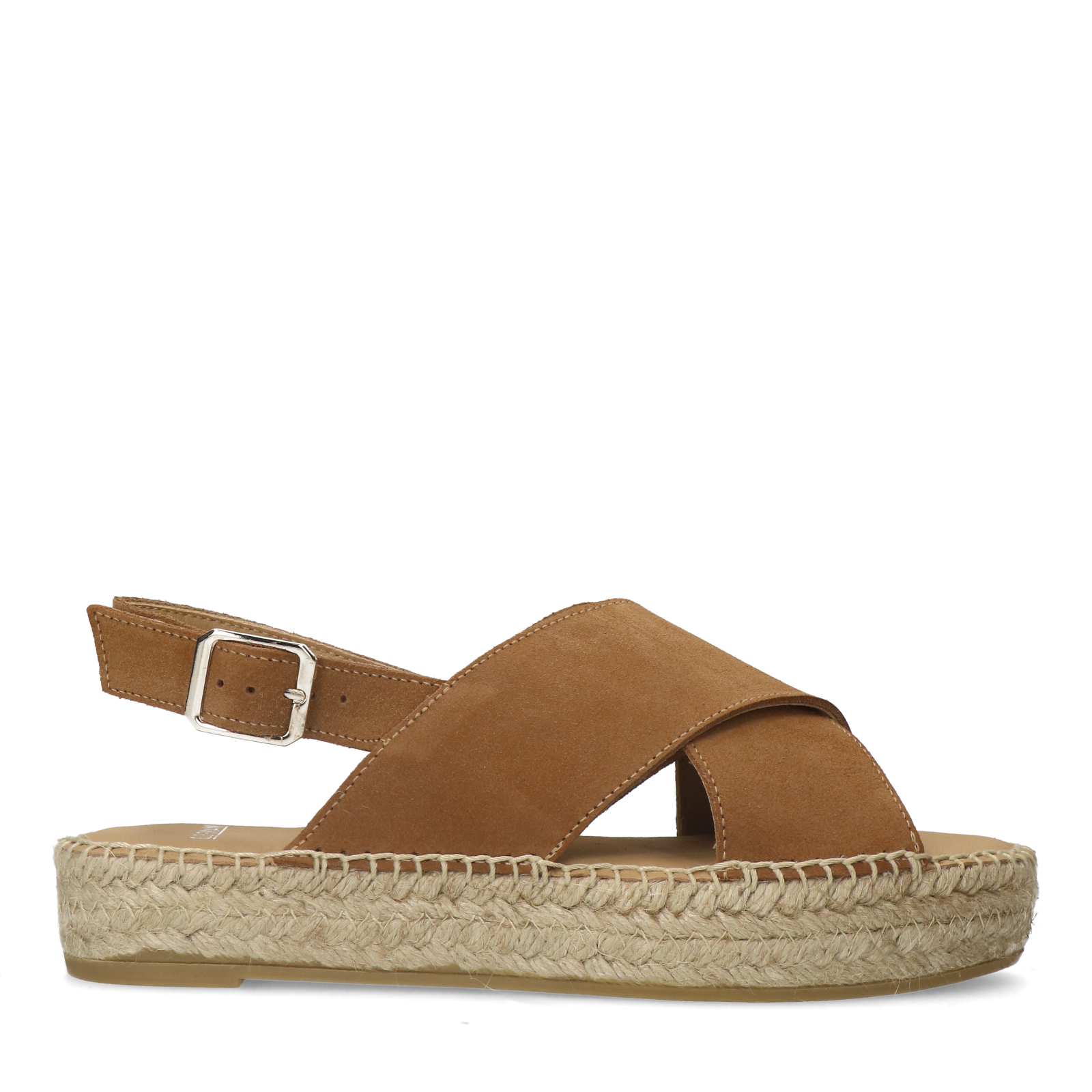 Cognac suède sandalen