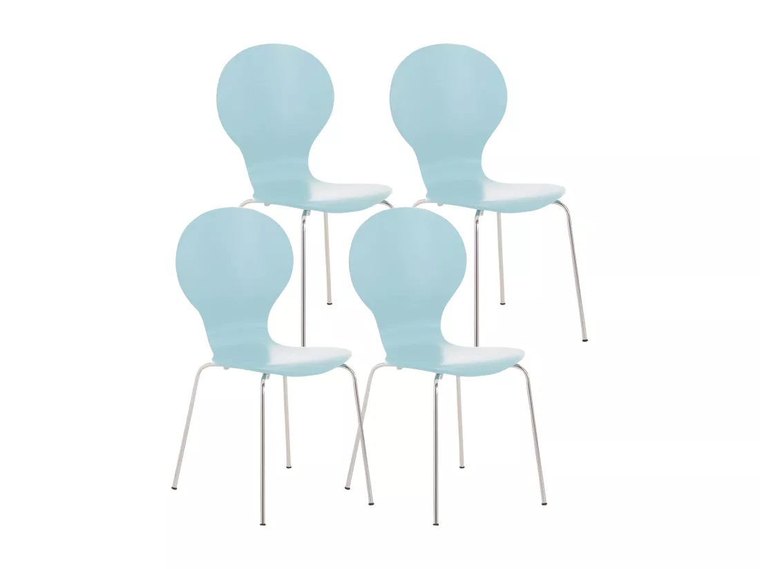 Lot de 4 Chaise de conférence - Bois - Bleu clair - DIEGO