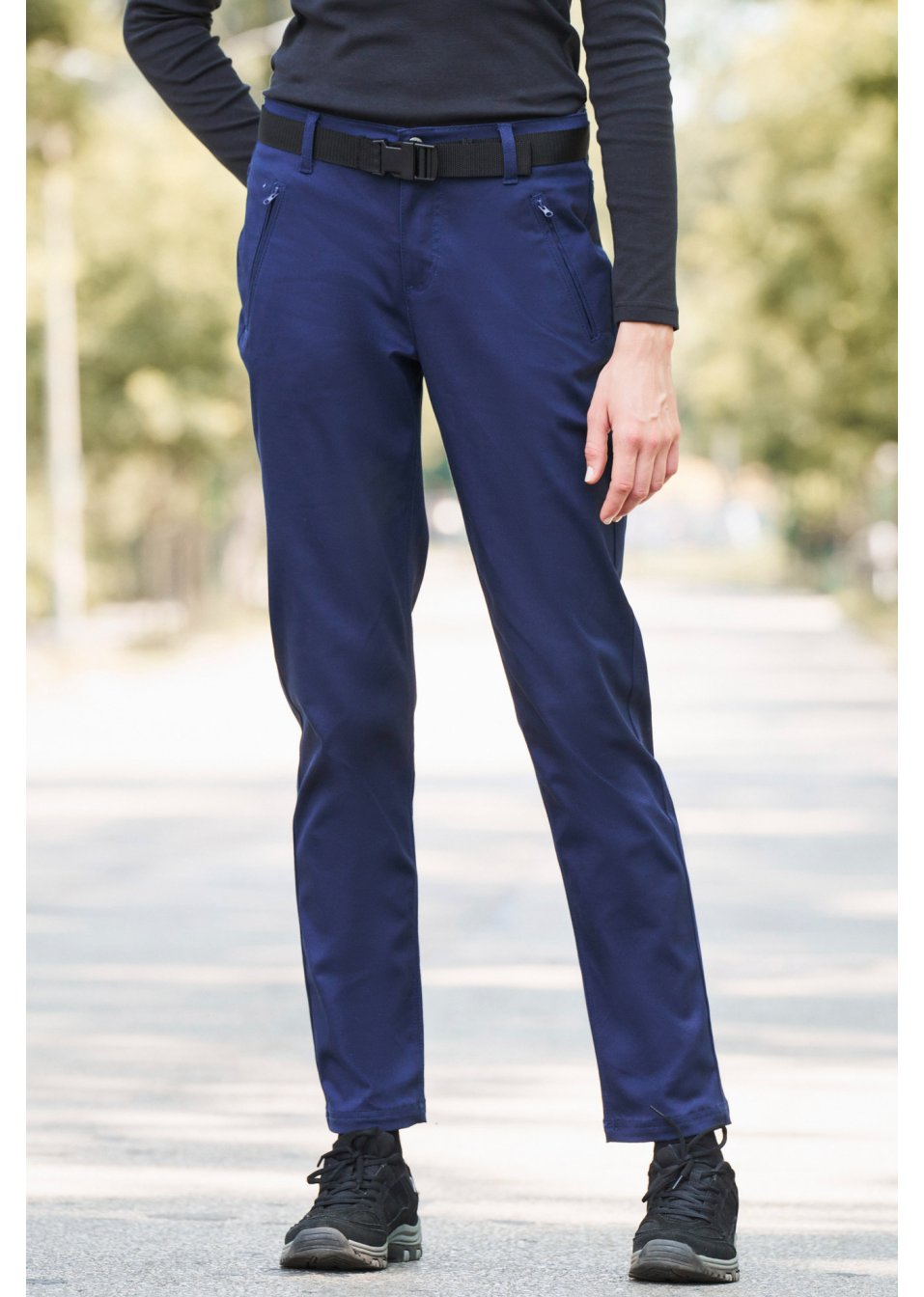 Pantalon fonctionnel étanche en twill extensible avec ceinture, Straight