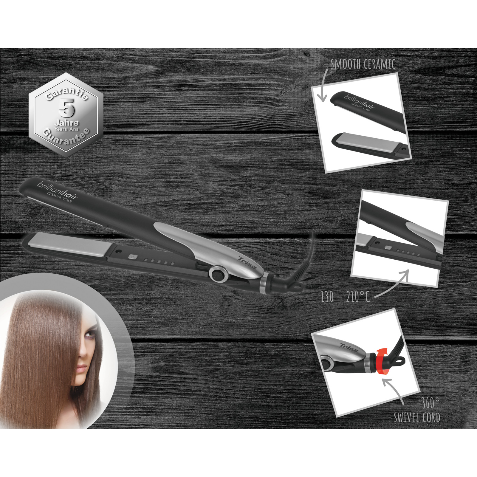 Trisa Haarglätter Brilliant Hair ceramic care silber