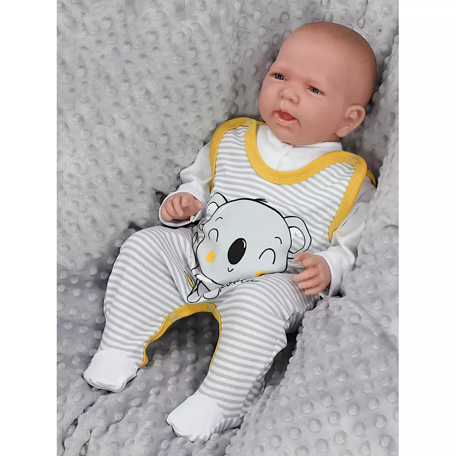 TupTam Baby Unisex Strampler-Set mit Aufdruck Spruch 2-tlg graugelb