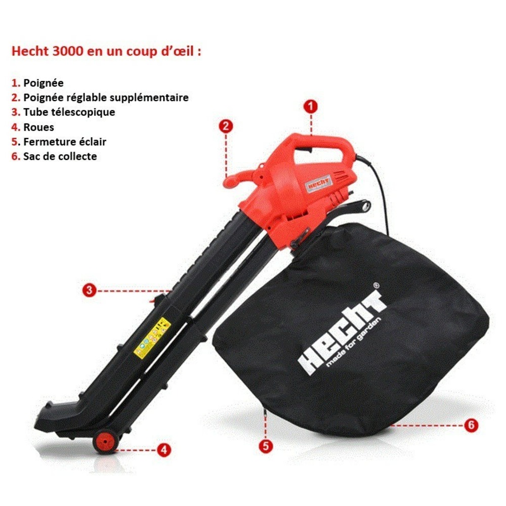 H 3000 souffleur de feuilles à l’air électrique 3000w 3en1 aspirateur souffleur broyeur
