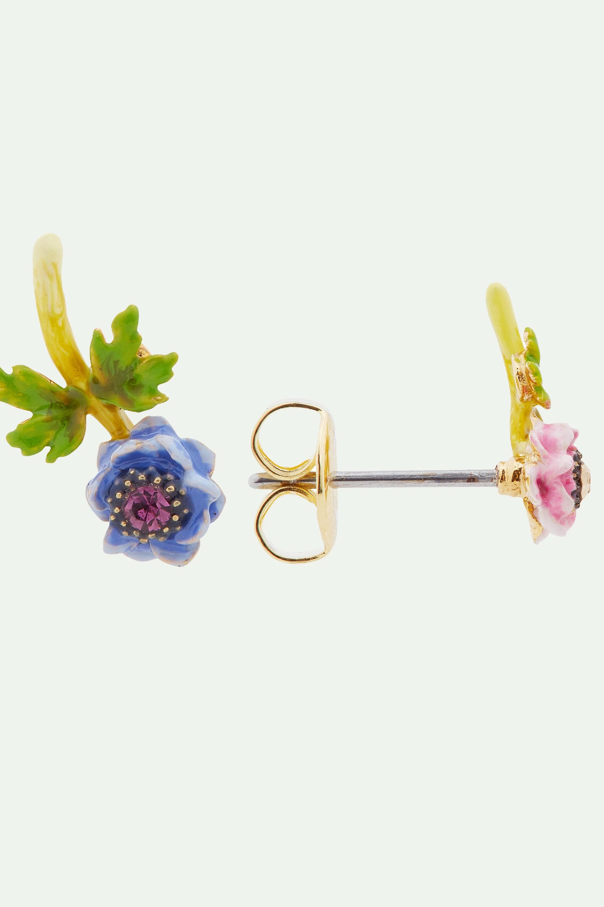 Boucles d'oreilles asymétriques anémones | Violet