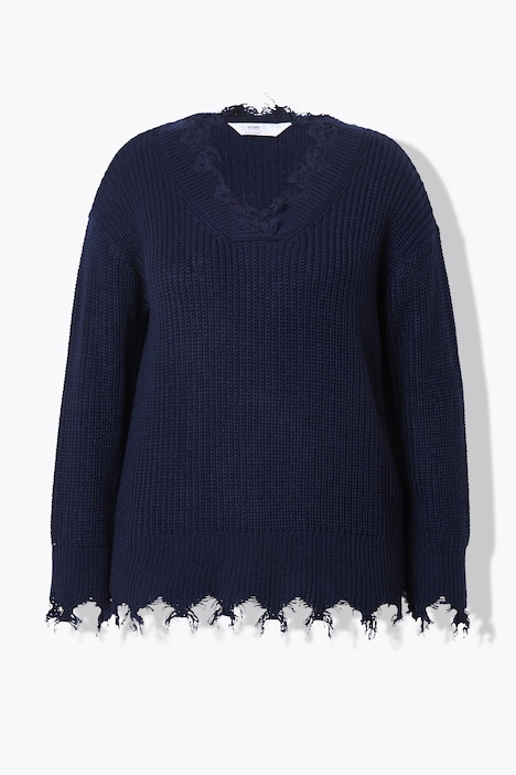 Pullover, oversized, Fransen, Langarm