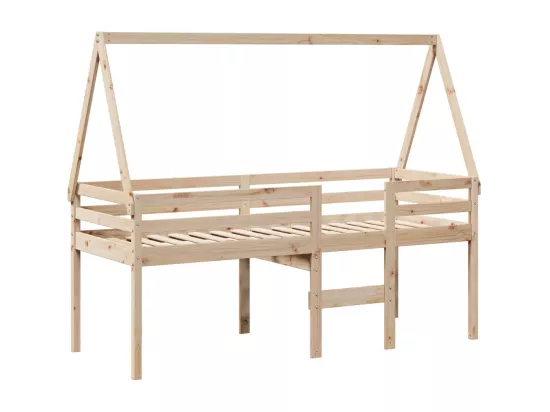 Lit haut sans matelas 90x190 cm bois de pin massif