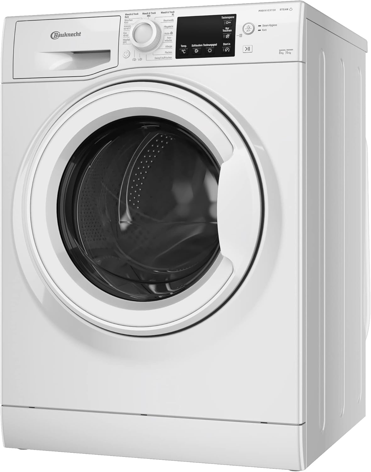 Bauknecht WT Eco Plus 86 43 N Waschtrockner/ 8/6 kg Waschen/Trocknen / Active Care Wash & Dry Technologie /Flecken 40° / Dampf-Programm / Wolle-Programm / Nachlegefunktion / PRO-Inverter Motor, Weiß