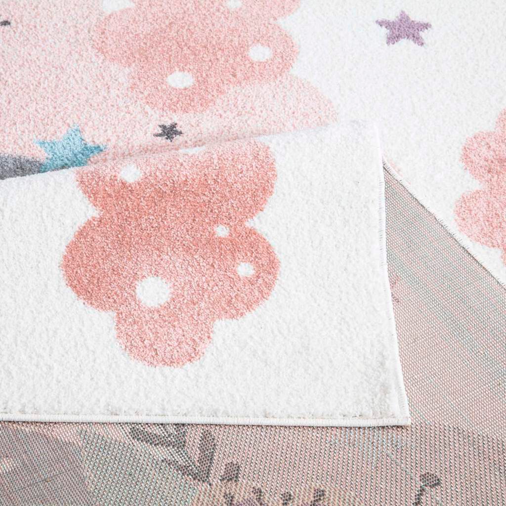 Carpet City Kinderteppich »ANIME917« rechteckig 11 mm Höhe Kinderzimmer Teppich Modern mit Mond, Blumen, Wolken, Creme, Multi