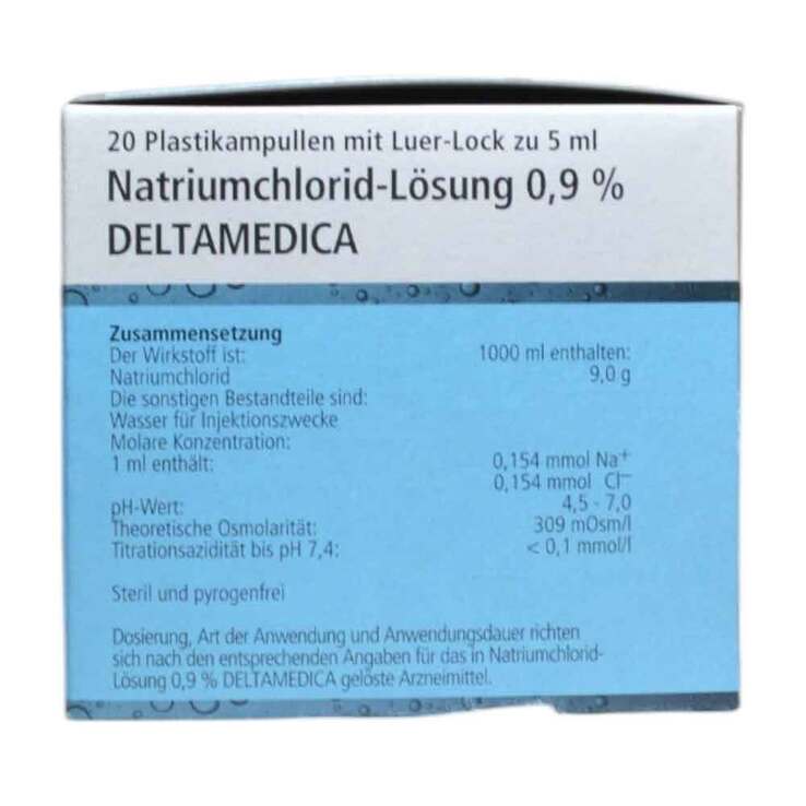 Natriumchlorid-Lösung 0,9% Deltamedica Luer-Lo Pl., 20X5 ml