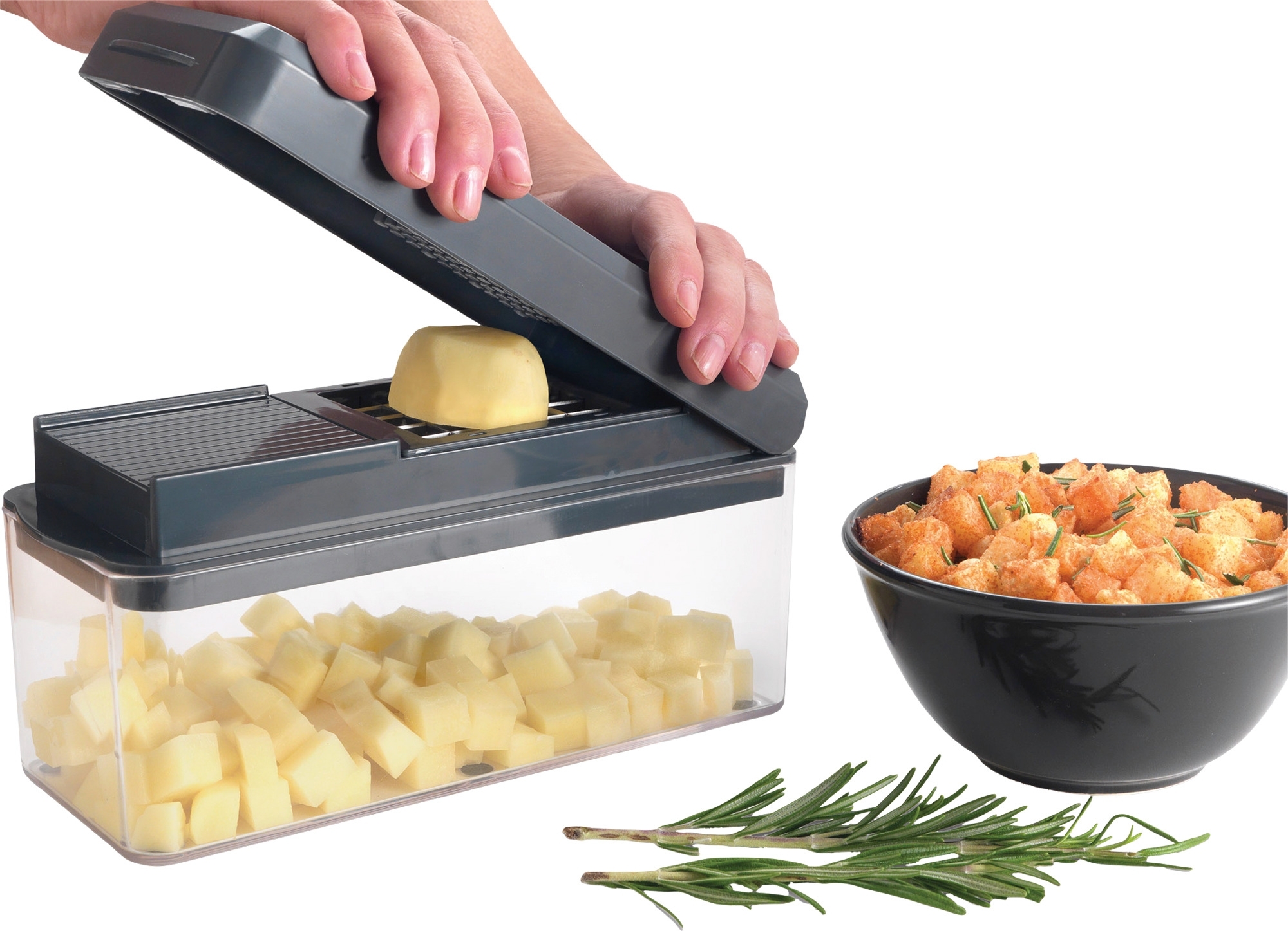 Metaltex 12-in-1 multifunktionaler Slice-Cube Obst-/Gemüseschneider 1,5 Liter Behälter