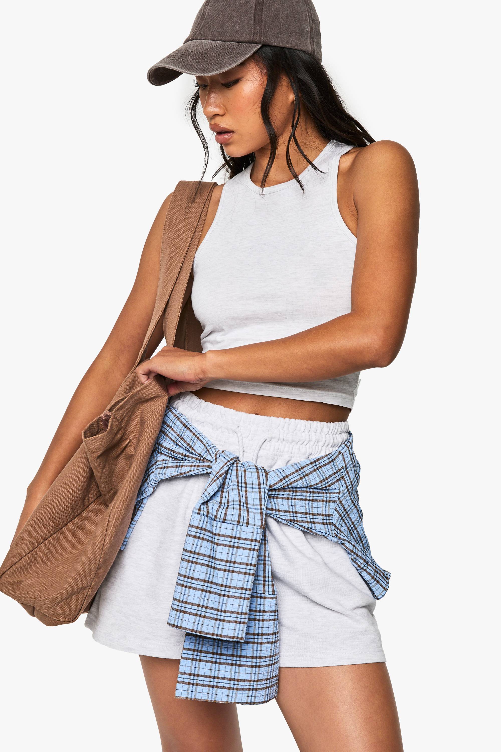 boohoo Racer Top And Sweat Short Set